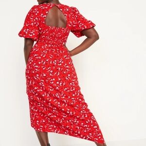 NWT Old Navy Floral Red Midi Dress, Open Back, L